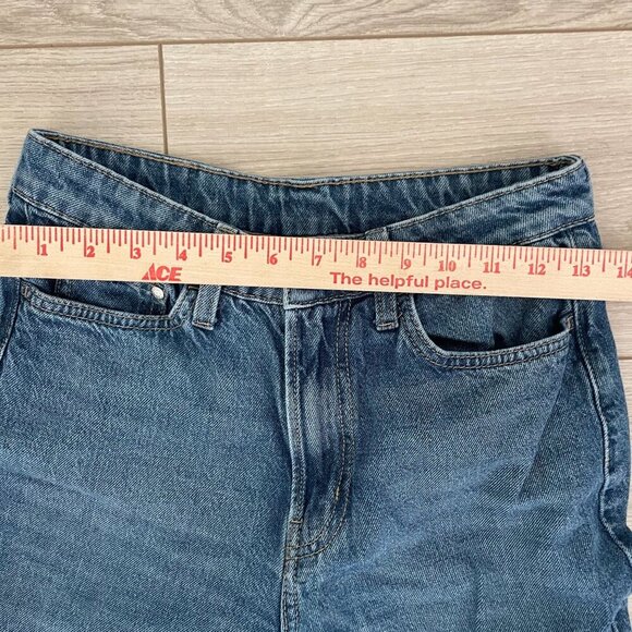 &Denim Raw Hem Ultra High Waist Wide Leg Jeans Womens Size 4 Blue Casual College - Picture 4 of 12